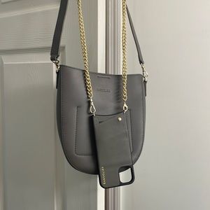 Bandolier Sloan bag in color greige with iPhone 11 case. Gray/Gold/Black. NWOT.